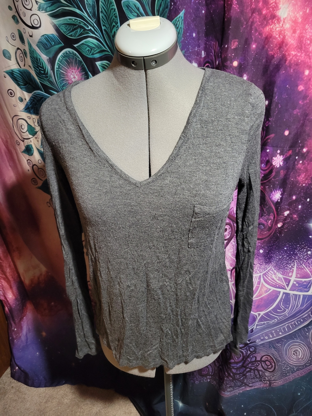 Glitz Gray V-Neck Long Sleeve Tee